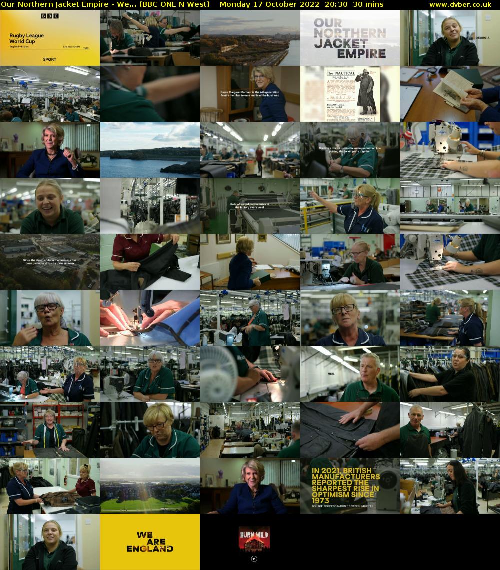 Our Northern Jacket Empire - We... (BBC ONE N West) Monday 17 October 2022 20:30 - 21:00