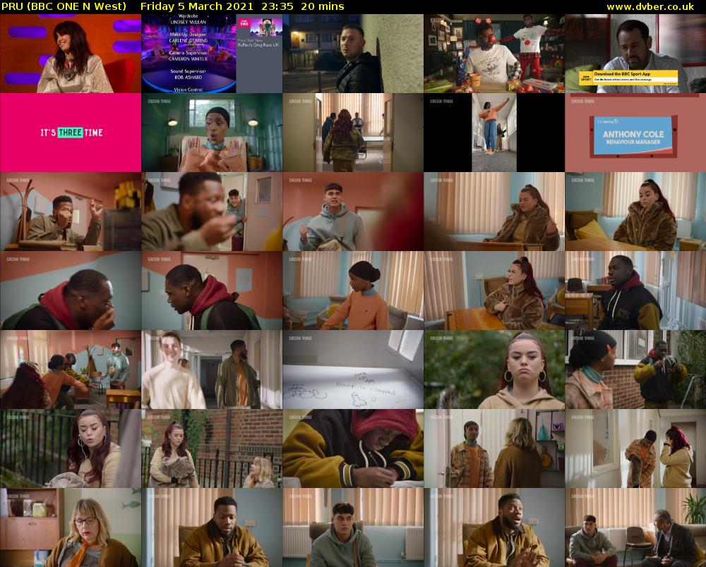PRU (BBC ONE N West) Friday 5 March 2021 23:35 - 23:55