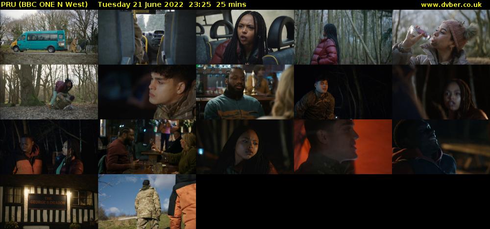 PRU (BBC ONE N West) Tuesday 21 June 2022 23:25 - 23:50