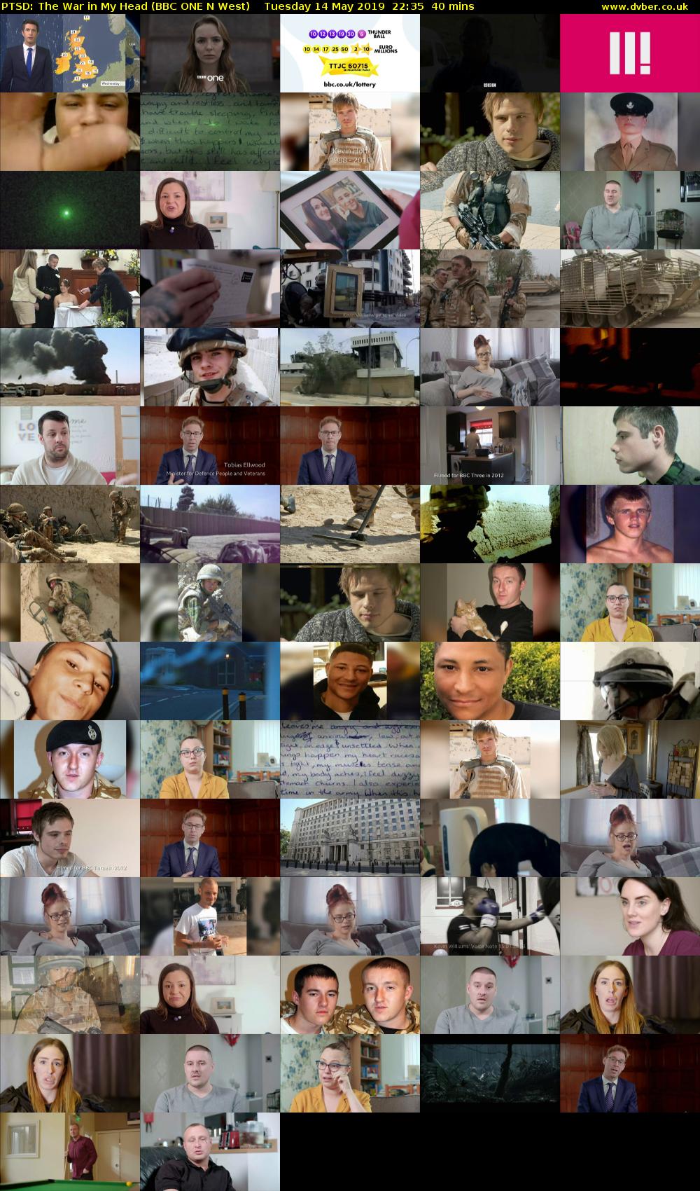 PTSD: The War in My Head (BBC ONE N West) Tuesday 14 May 2019 22:35 - 23:15