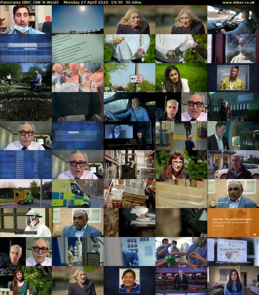 Panorama (BBC ONE N West) Monday 27 April 2020 19:30 - 20:00