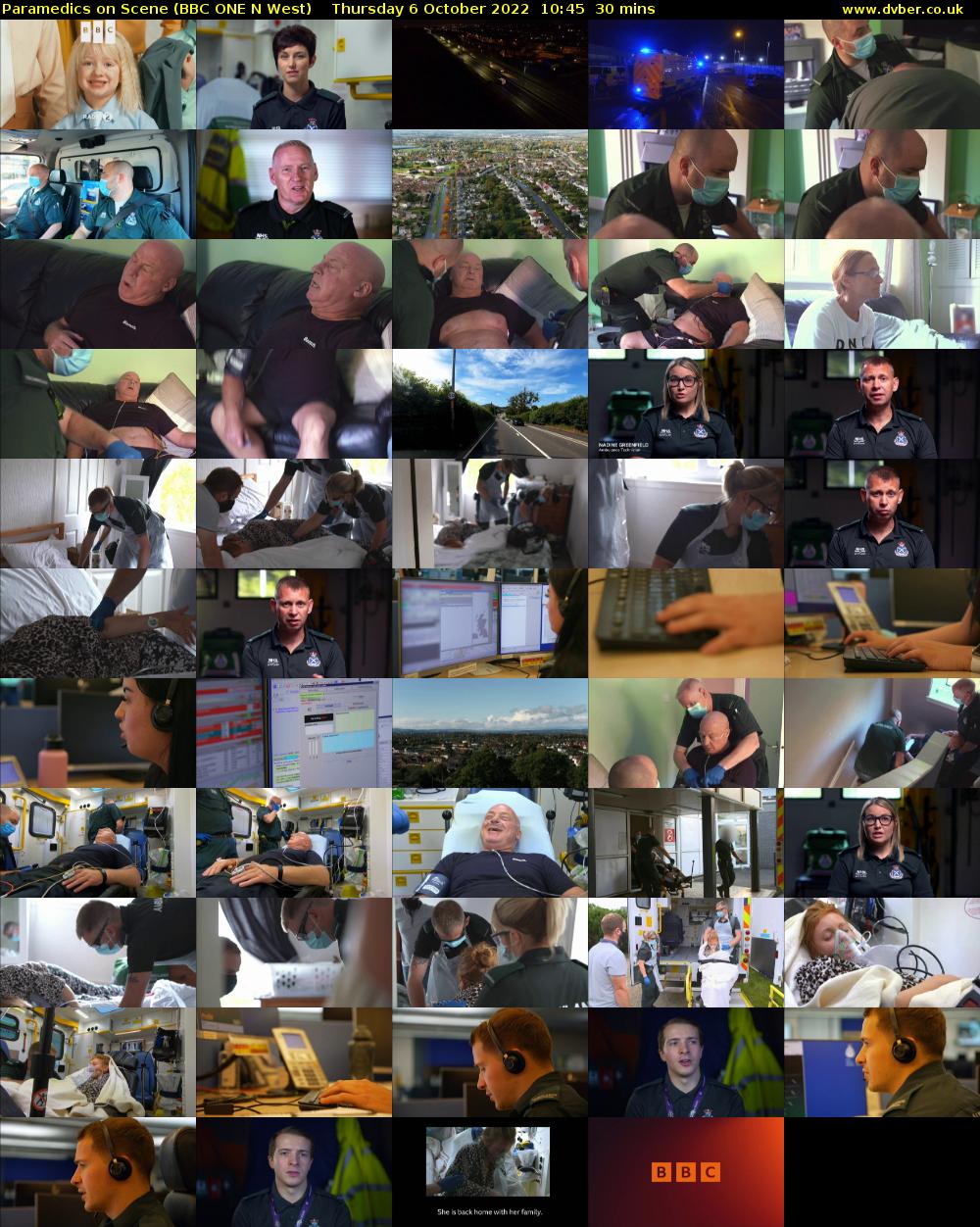 Paramedics on Scene (BBC ONE N West) Thursday 6 October 2022 10:45 - 11:15