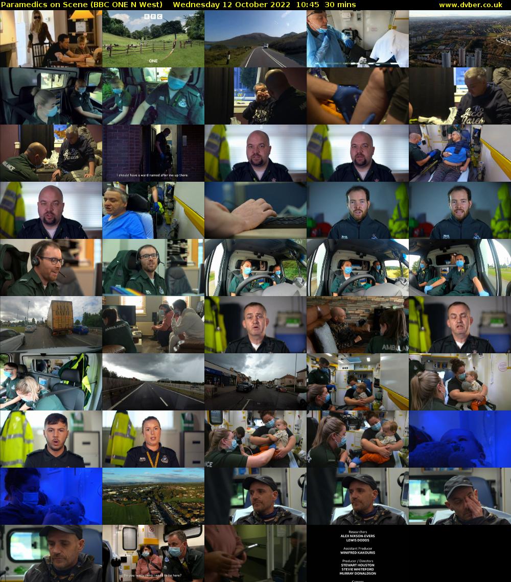 Paramedics on Scene (BBC ONE N West) Wednesday 12 October 2022 10:45 - 11:15