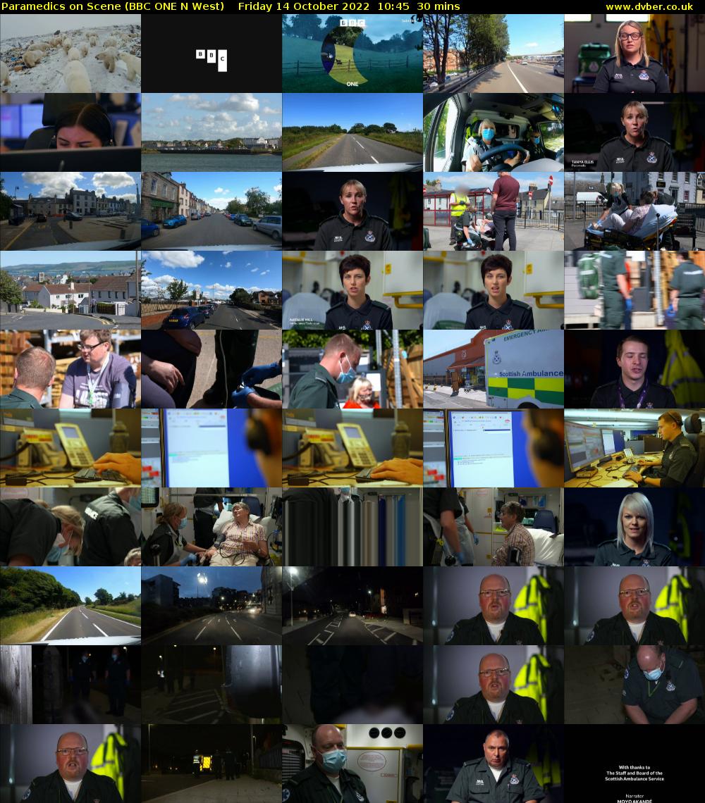 Paramedics on Scene (BBC ONE N West) Friday 14 October 2022 10:45 - 11:15