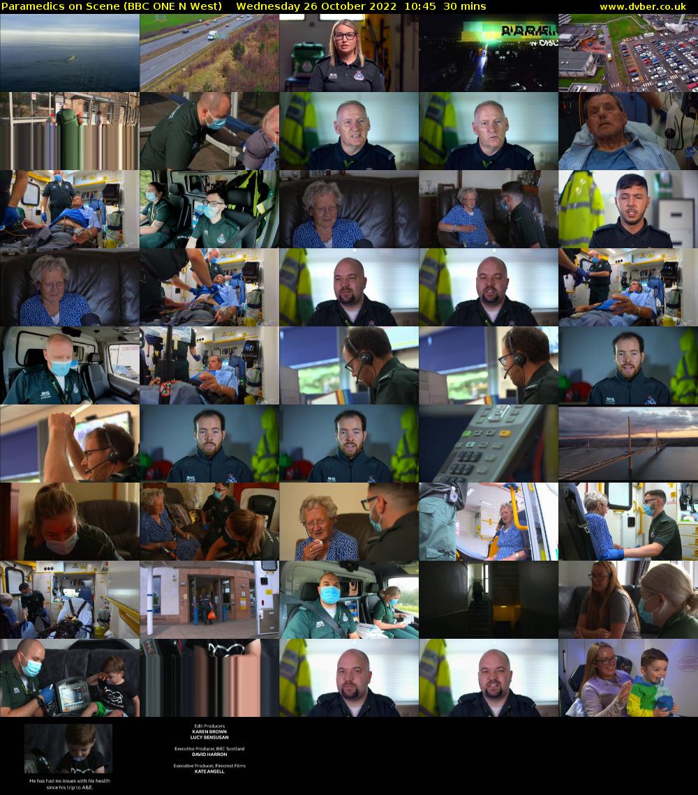 Paramedics on Scene (BBC ONE N West) Wednesday 26 October 2022 10:45 - 11:15