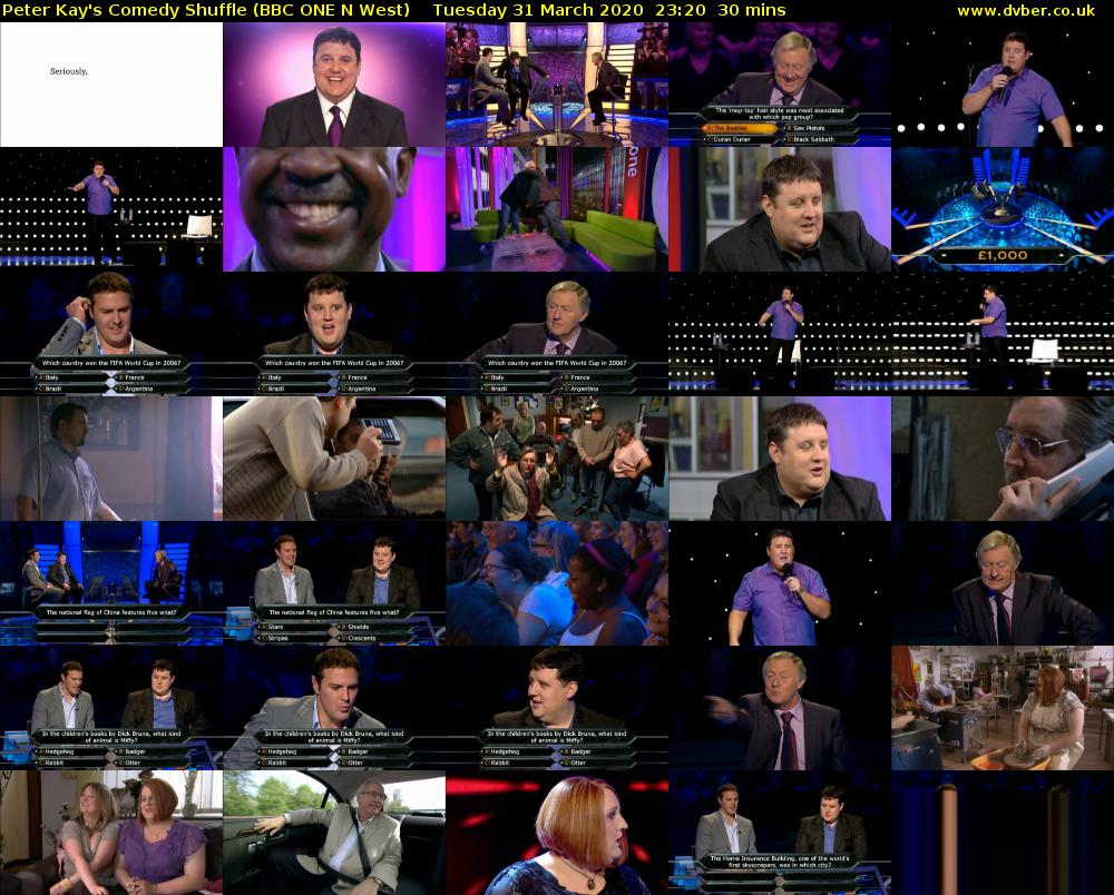 Peter Kay's Comedy Shuffle (BBC ONE N West) Tuesday 31 March 2020 23:20 - 23:50