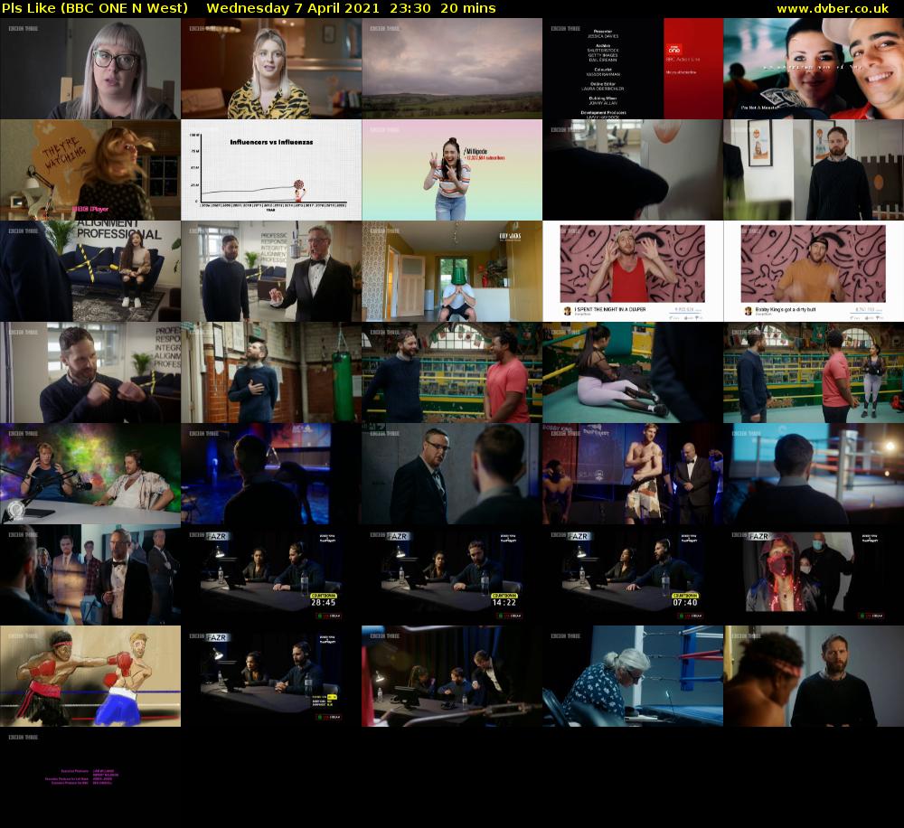 Pls Like (BBC ONE N West) Wednesday 7 April 2021 23:30 - 23:50