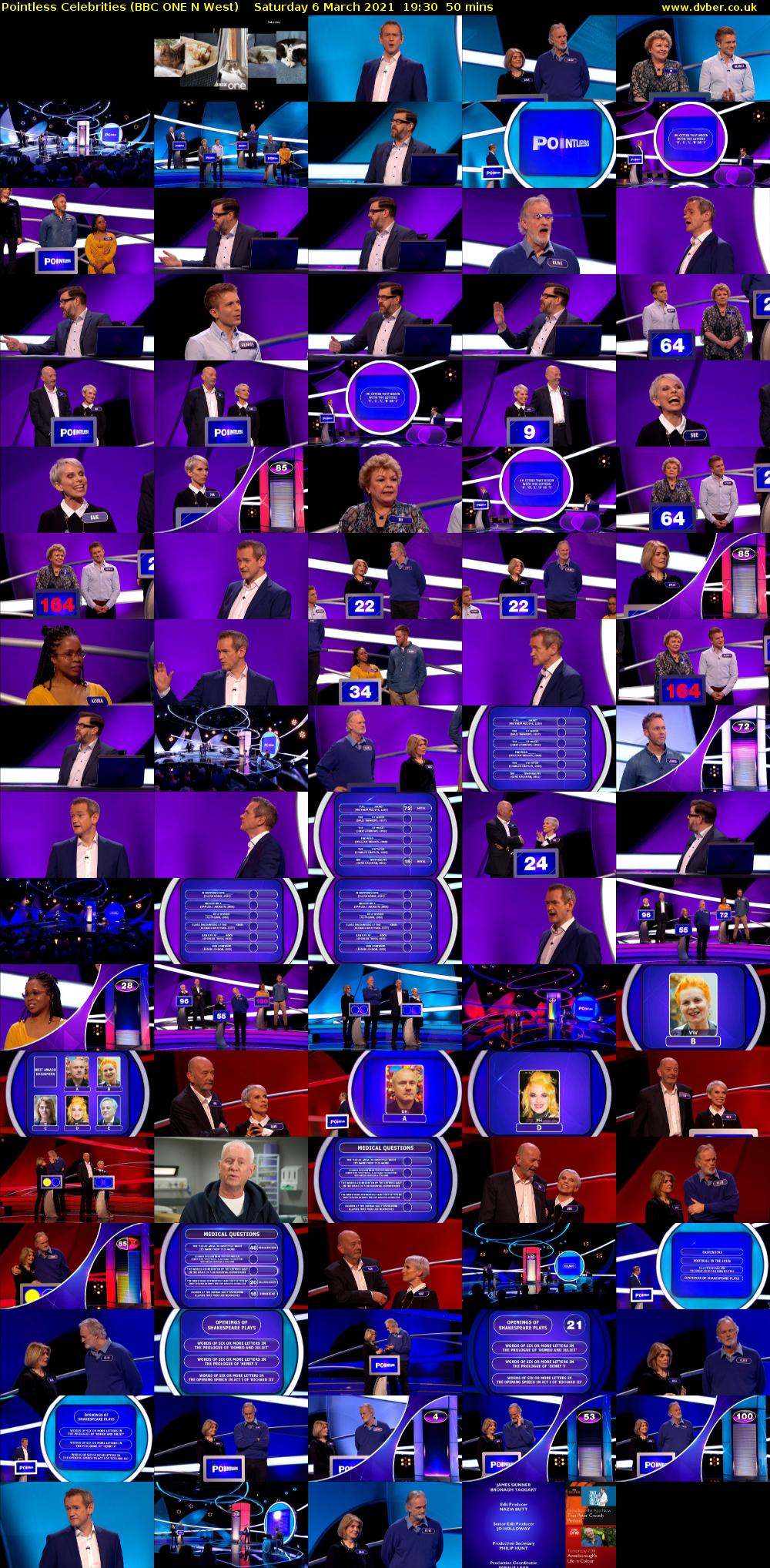 Pointless Celebrities (BBC ONE N West) Saturday 6 March 2021 19:30 - 20:20