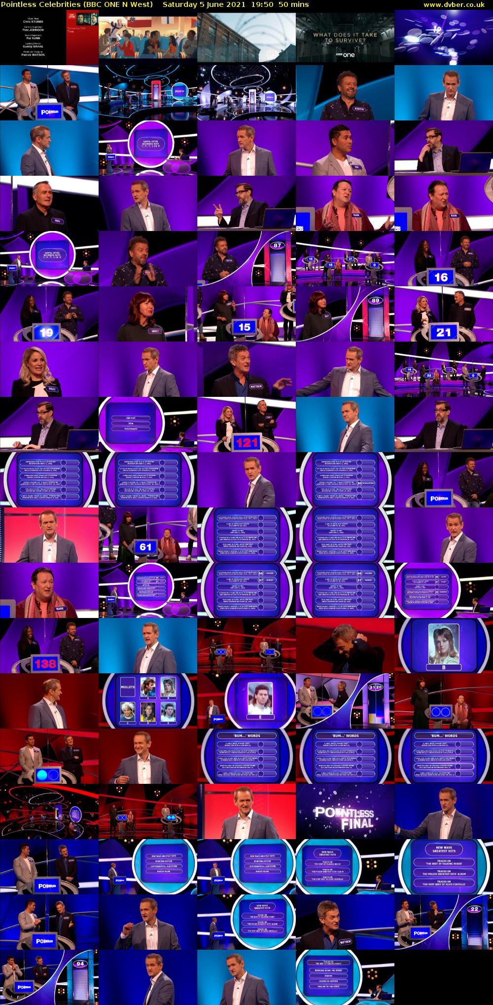 Pointless Celebrities (BBC ONE N West) Saturday 5 June 2021 19:50 - 20:40