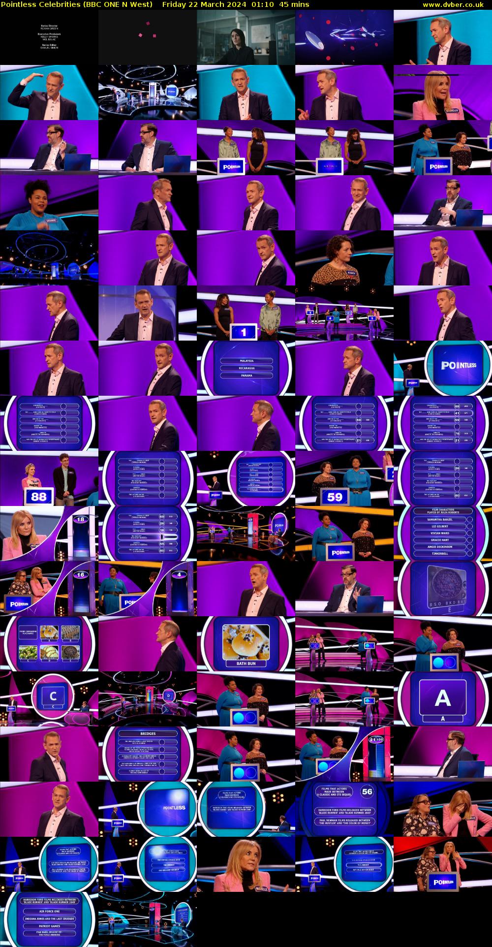 Pointless Celebrities (BBC ONE N West) Friday 22 March 2024 01:10 - 01:55