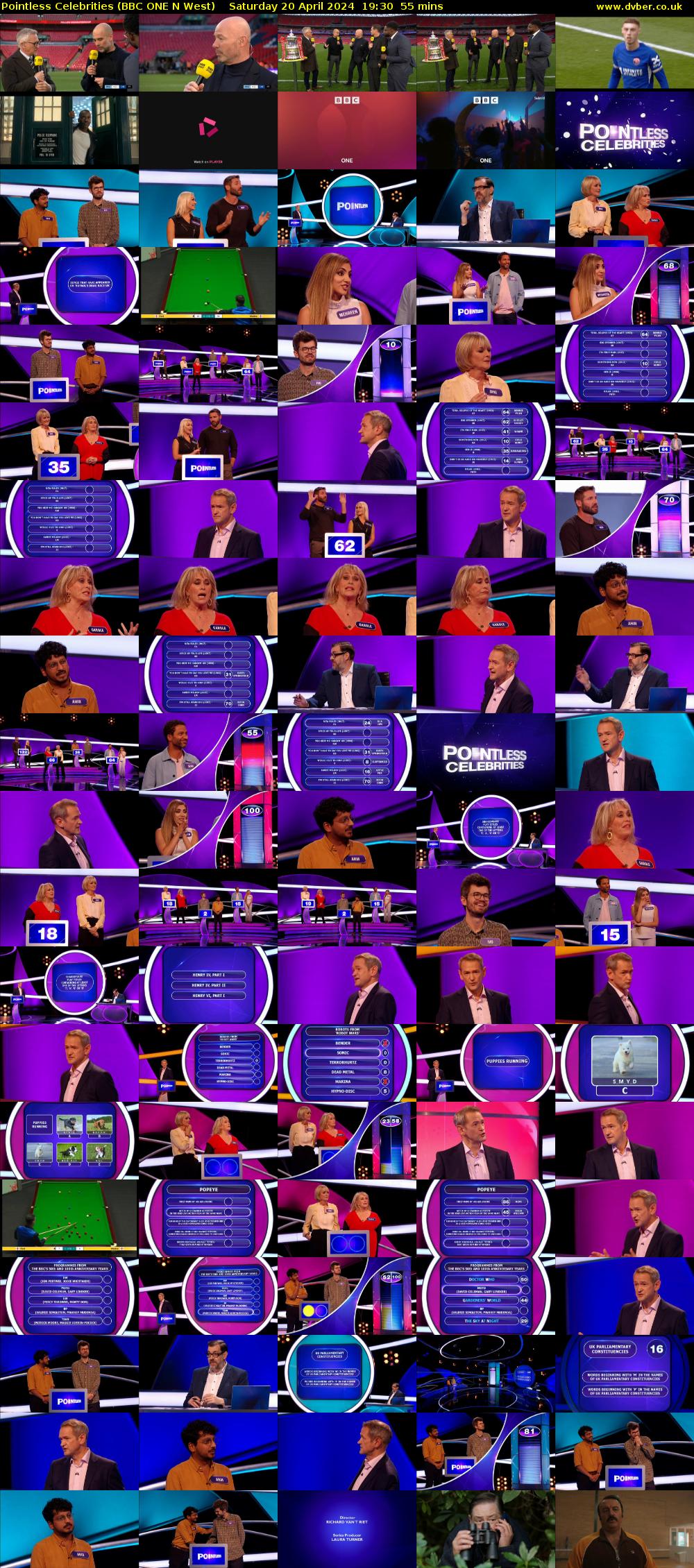 Pointless Celebrities (BBC ONE N West) Saturday 20 April 2024 19:30 - 20:25
