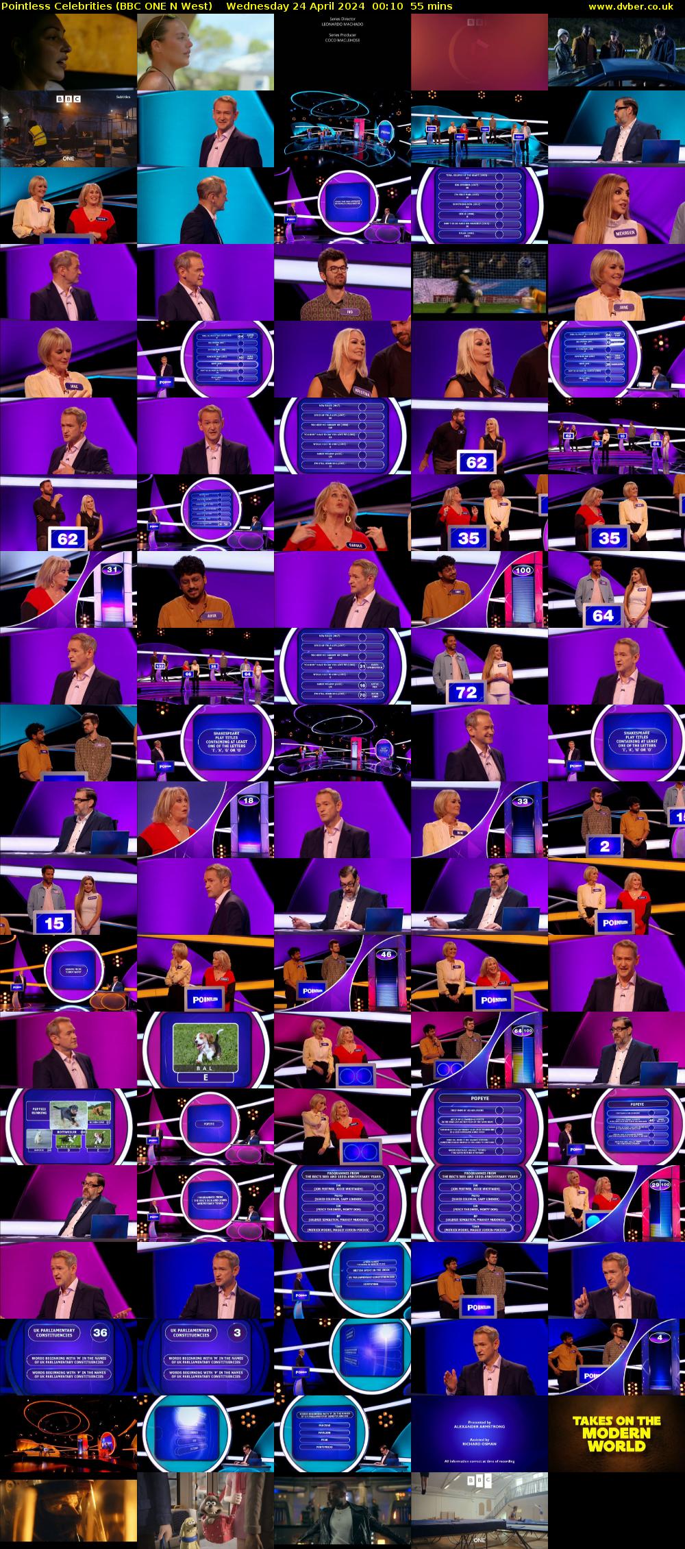 Pointless Celebrities (BBC ONE N West) Wednesday 24 April 2024 00:10 - 01:05