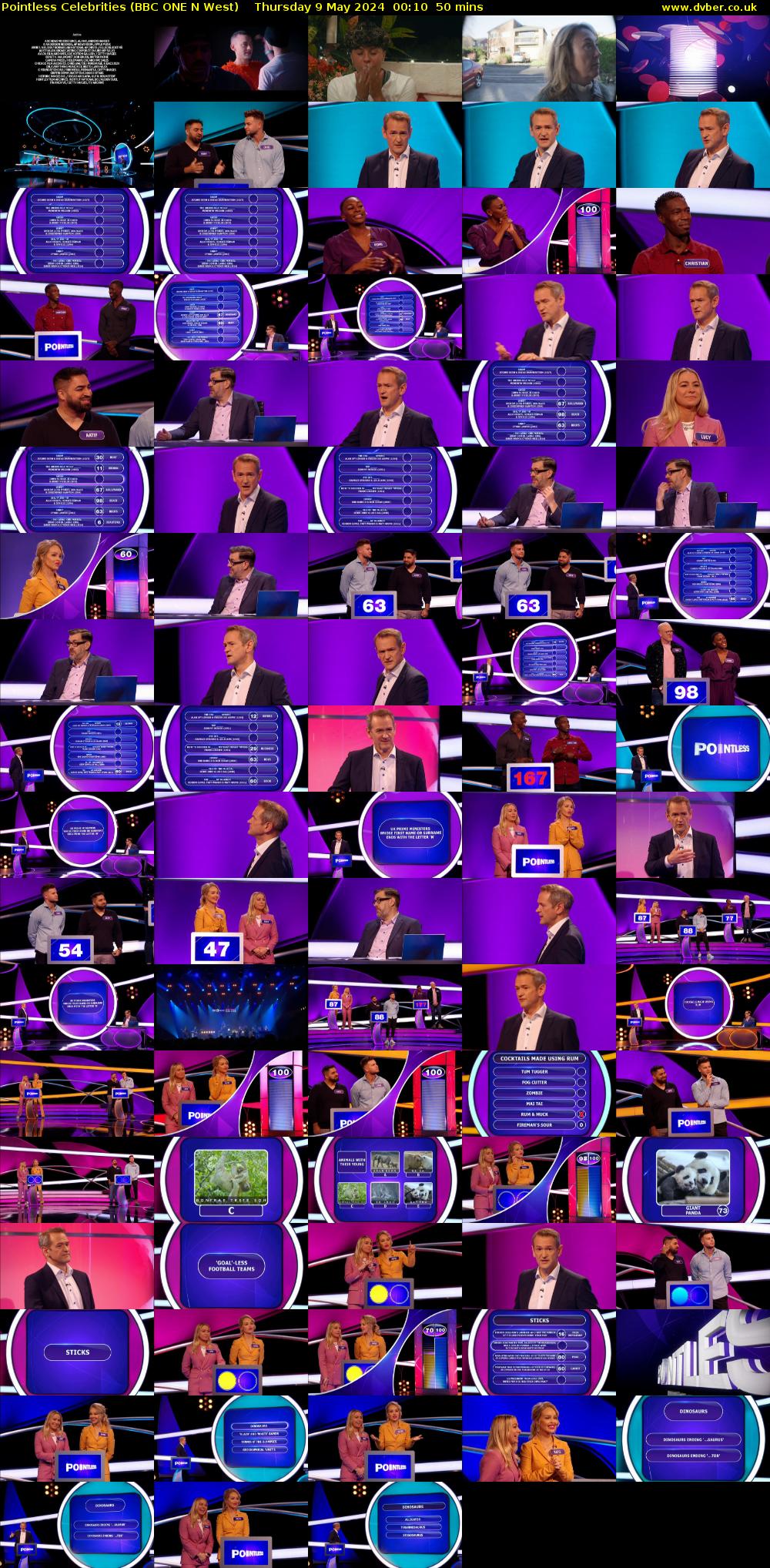Pointless Celebrities (BBC ONE N West) Thursday 9 May 2024 00:10 - 01:00
