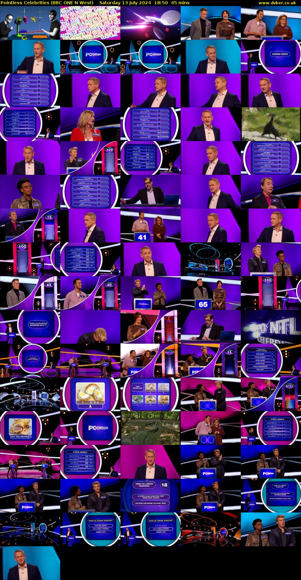 Pointless Celebrities (BBC ONE N West) Saturday 13 July 2024 18:50 - 19:35