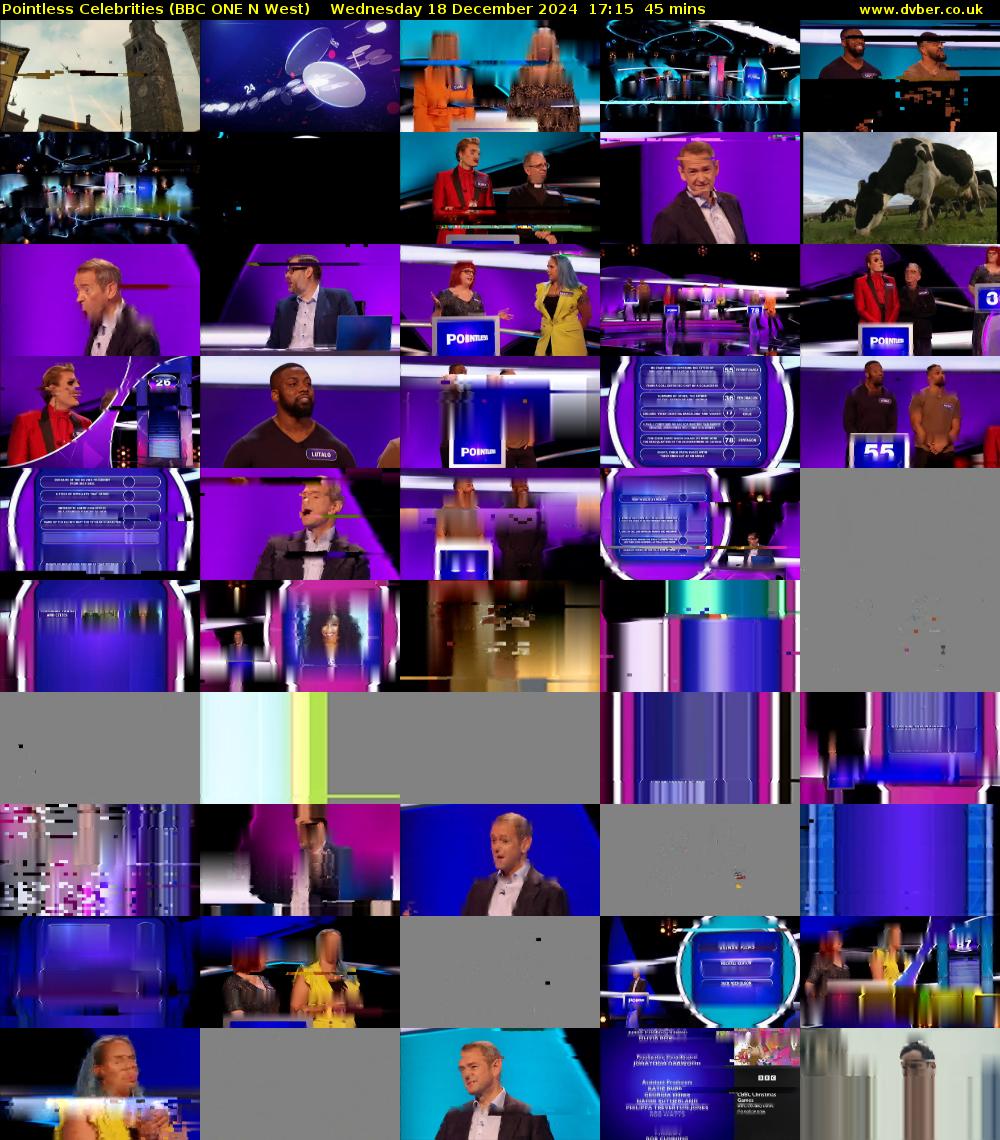 Pointless Celebrities (BBC ONE N West) Wednesday 18 December 2024 17:15 - 18:00