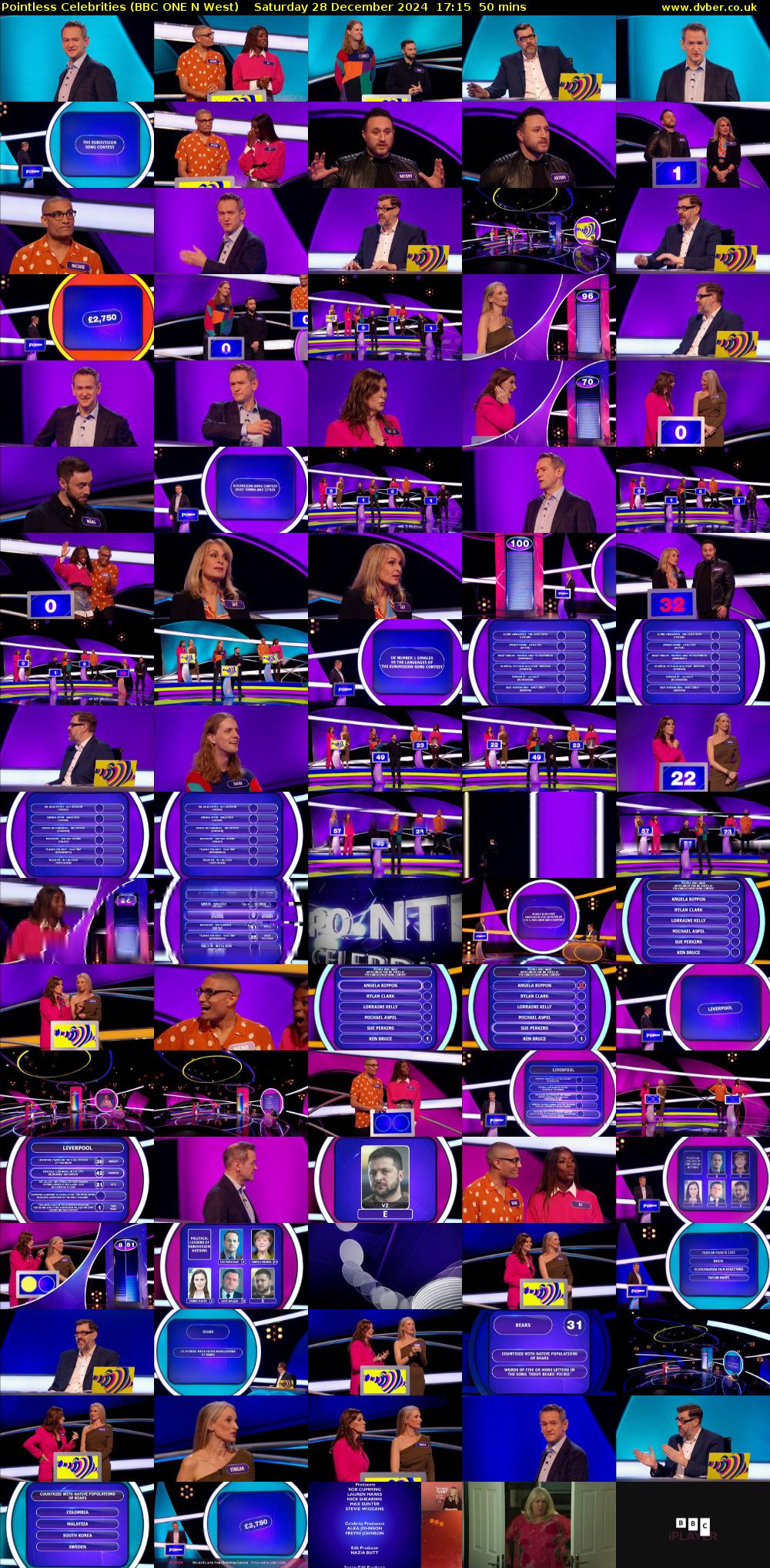 Pointless Celebrities (BBC ONE N West) Saturday 28 December 2024 17:15 - 18:05