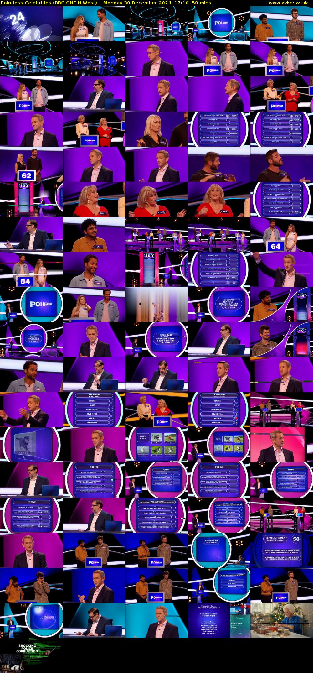 Pointless Celebrities (BBC ONE N West) Monday 30 December 2024 17:10 - 18:00