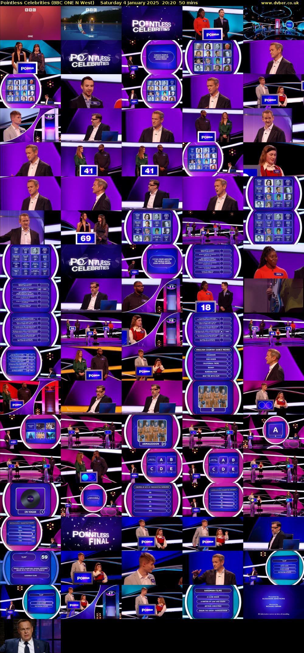 Pointless Celebrities (BBC ONE N West) Saturday 4 January 2025 20:20 - 21:10