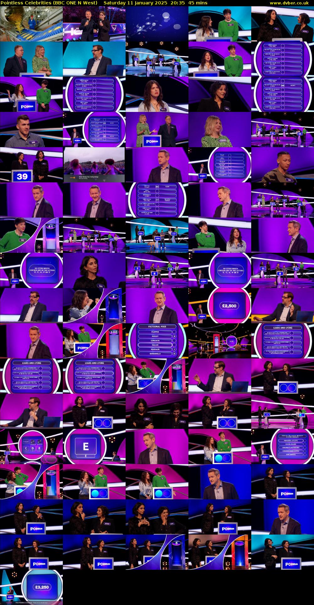 Pointless Celebrities (BBC ONE N West) Saturday 11 January 2025 20:35 - 21:20