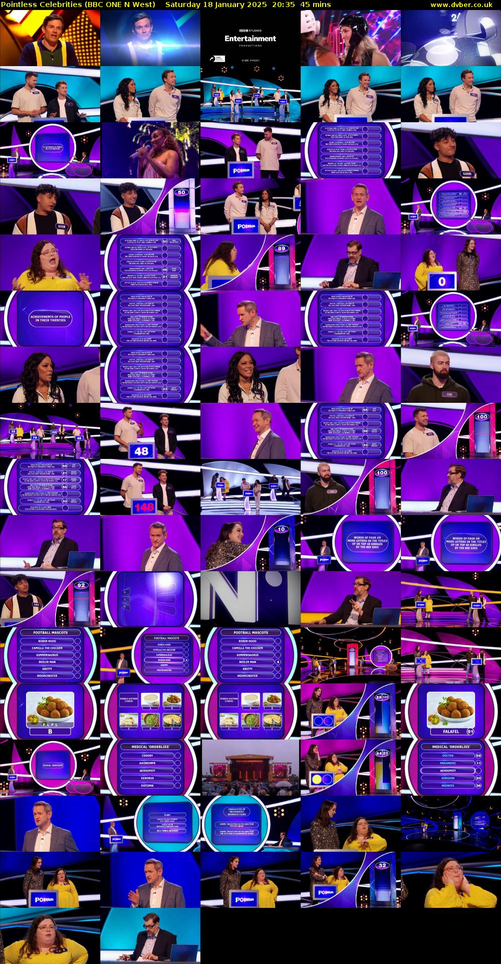 Pointless Celebrities (BBC ONE N West) Saturday 18 January 2025 20:35 - 21:20