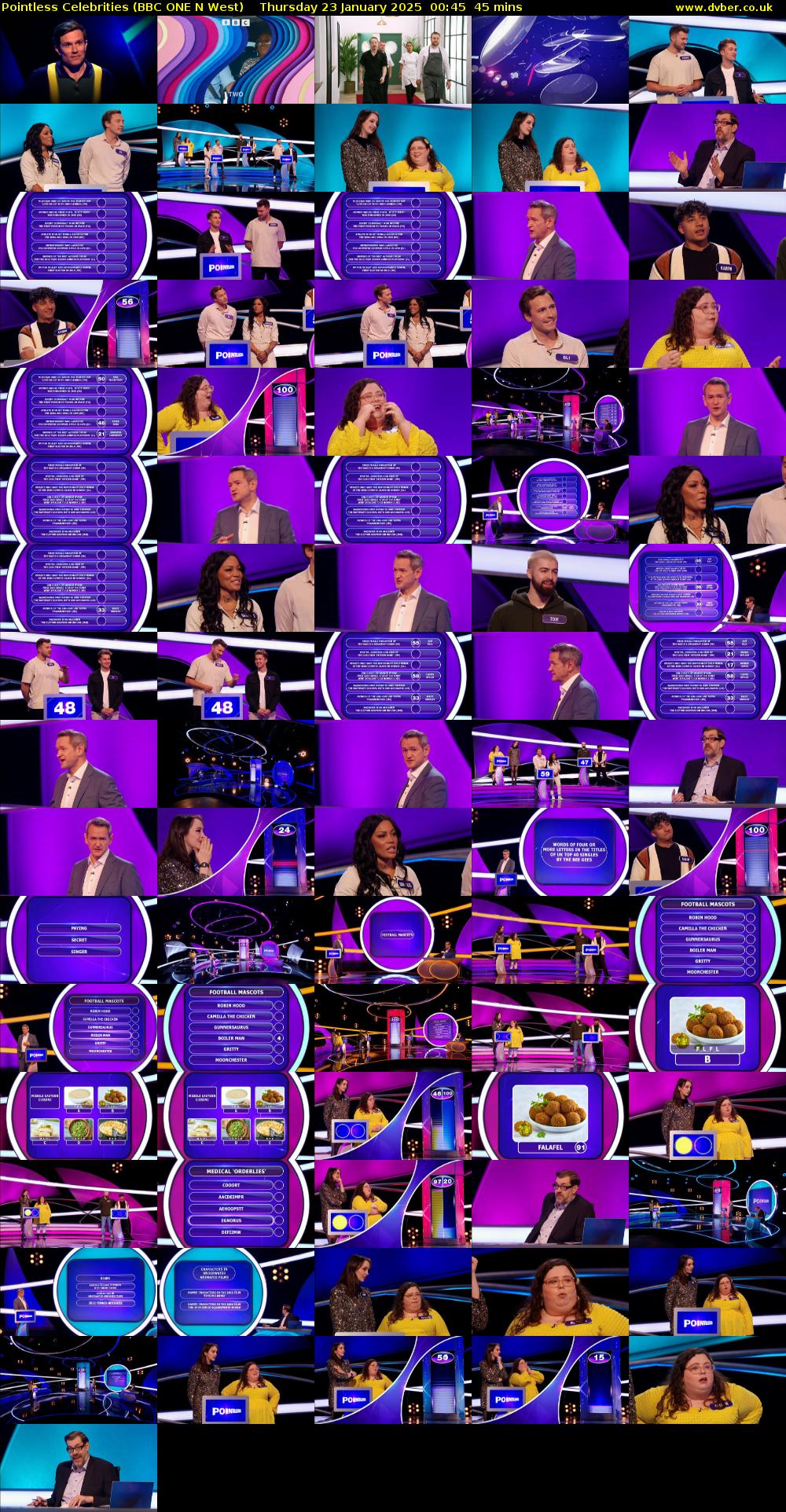 Pointless Celebrities (BBC ONE N West) Thursday 23 January 2025 00:45 - 01:30