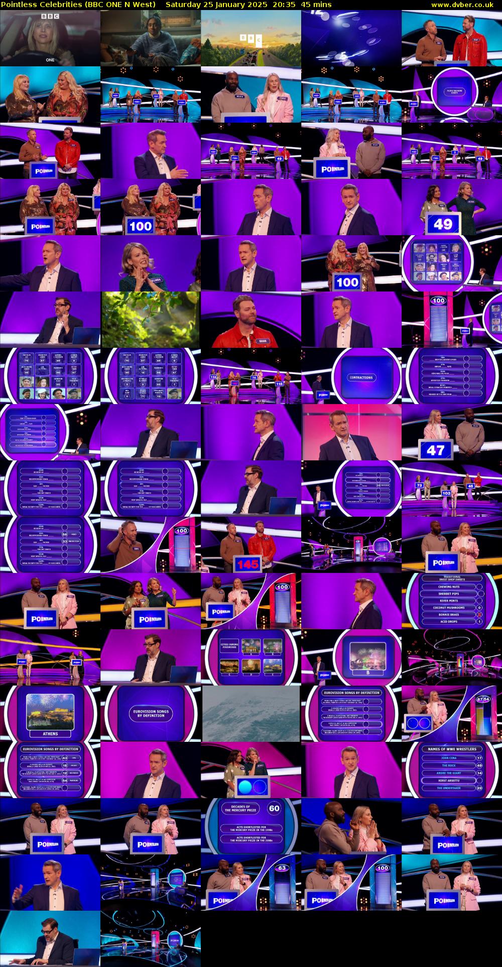 Pointless Celebrities (BBC ONE N West) Saturday 25 January 2025 20:35 - 21:20