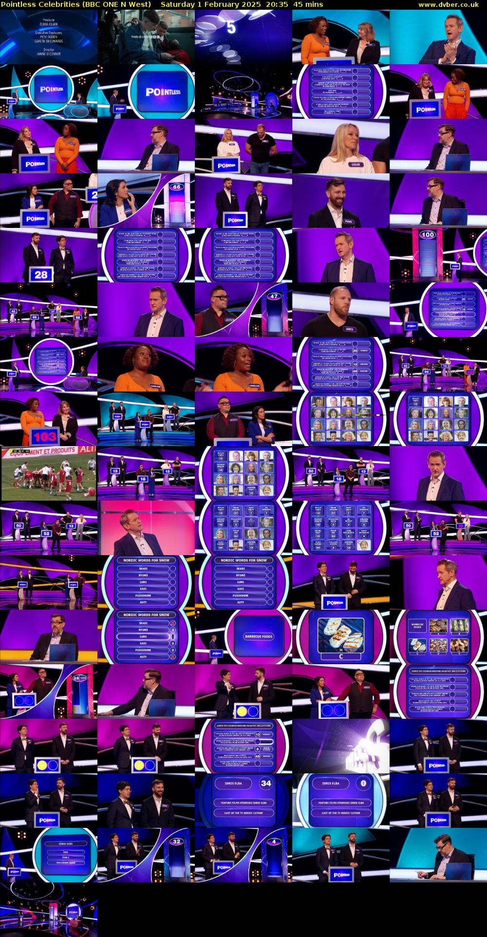 Pointless Celebrities (BBC ONE N West) Saturday 1 February 2025 20:35 - 21:20
