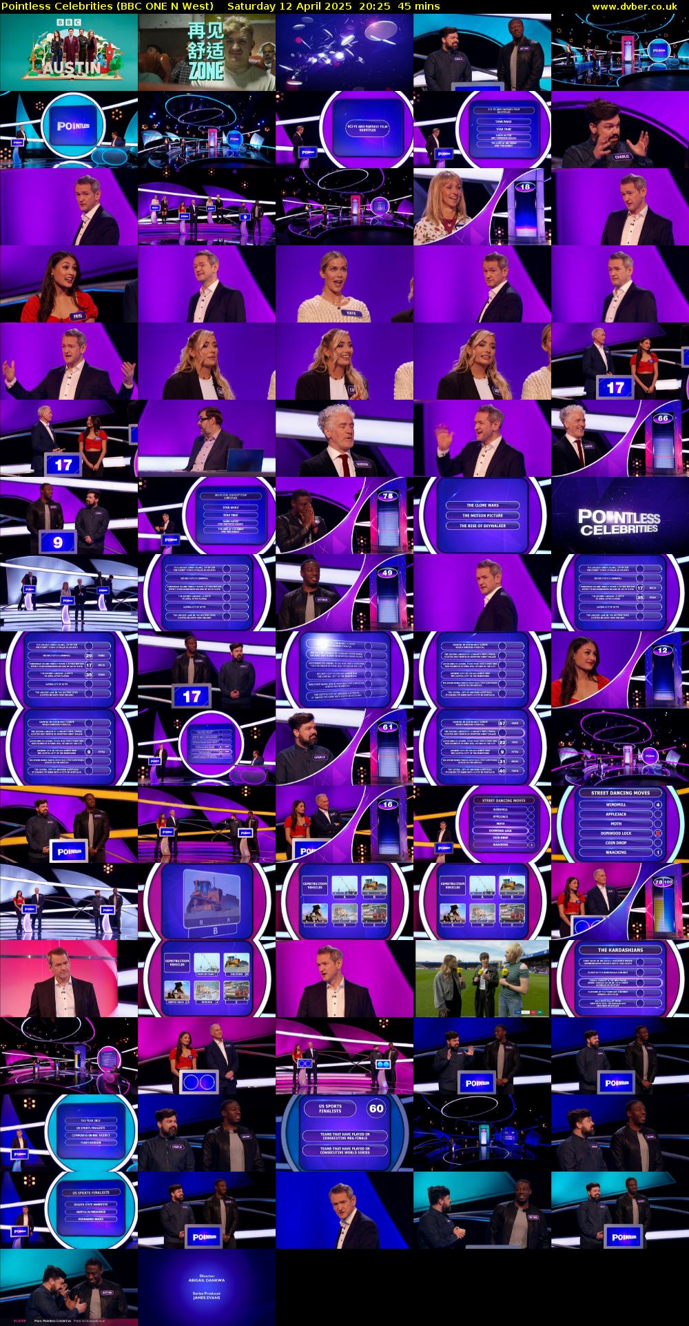 Pointless Celebrities (BBC ONE N West) Saturday 12 April 2025 20:25 - 21:10