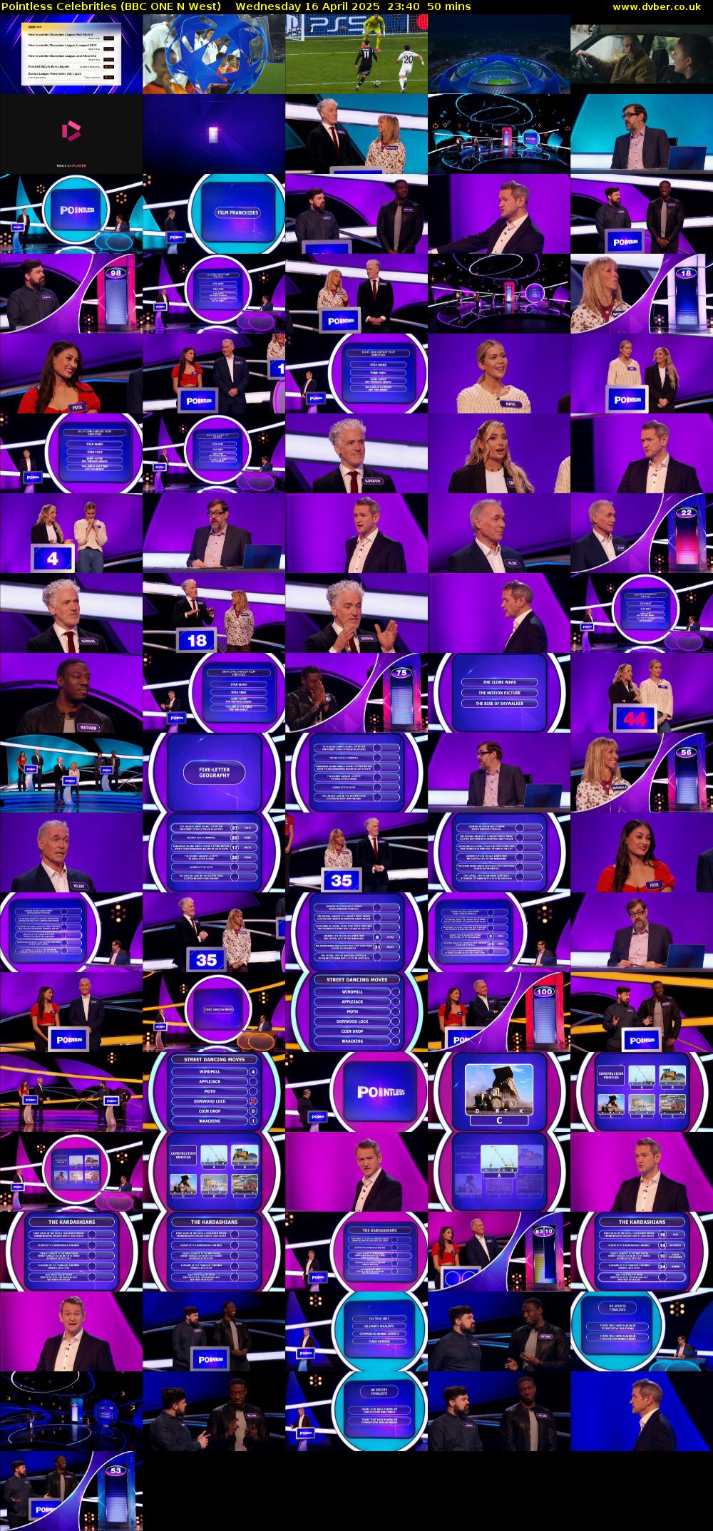 Pointless Celebrities (BBC ONE N West) Wednesday 16 April 2025 23:40 - 00:30