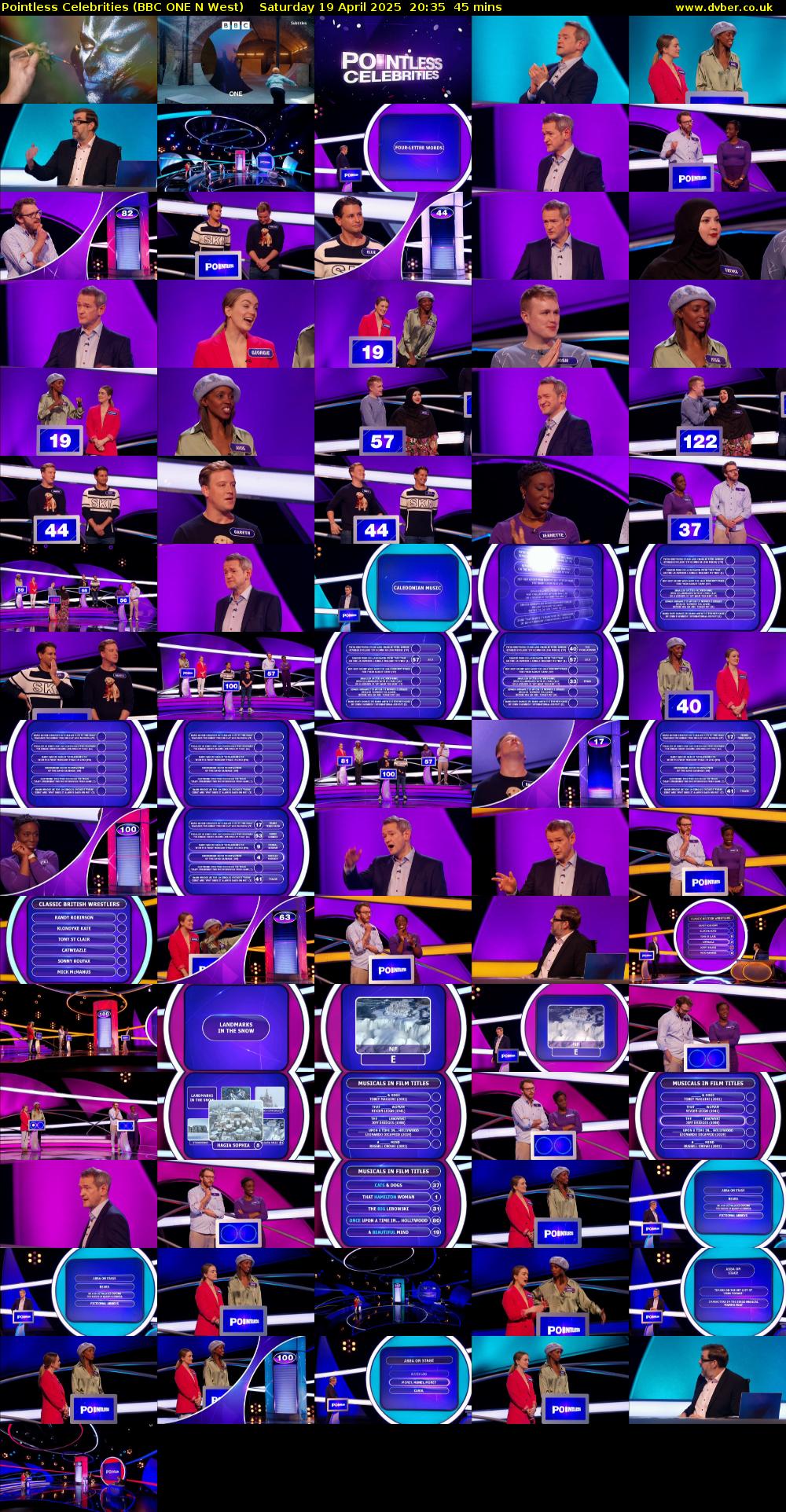 Pointless Celebrities (BBC ONE N West) Saturday 19 April 2025 20:35 - 21:20