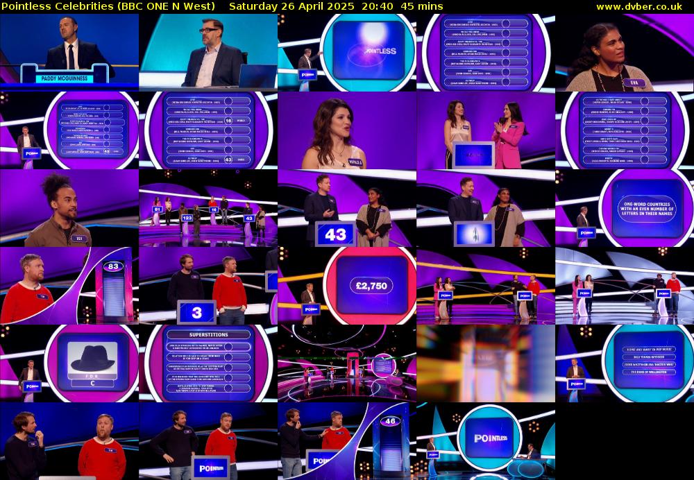 Pointless Celebrities (BBC ONE N West) Saturday 26 April 2025 20:40 - 21:25