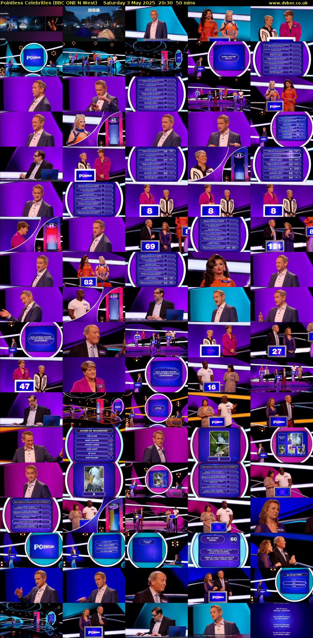 Pointless Celebrities (BBC ONE N West) Saturday 3 May 2025 20:30 - 21:20
