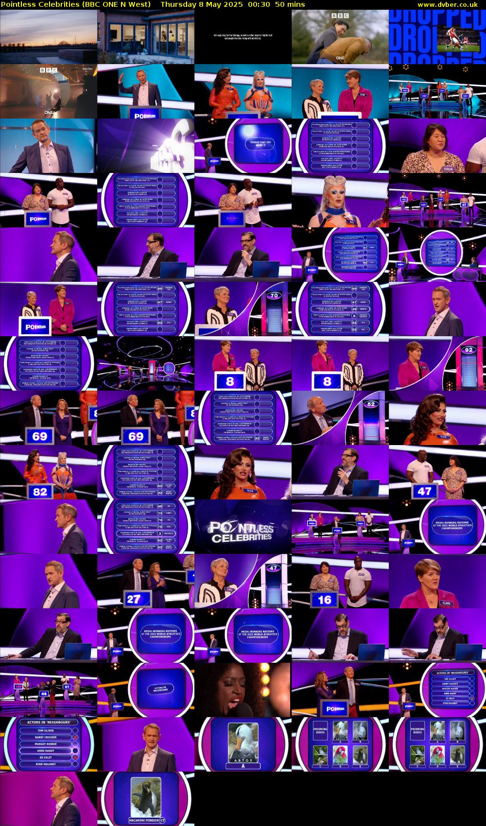 Pointless Celebrities (BBC ONE N West) Thursday 8 May 2025 00:30 - 01:20