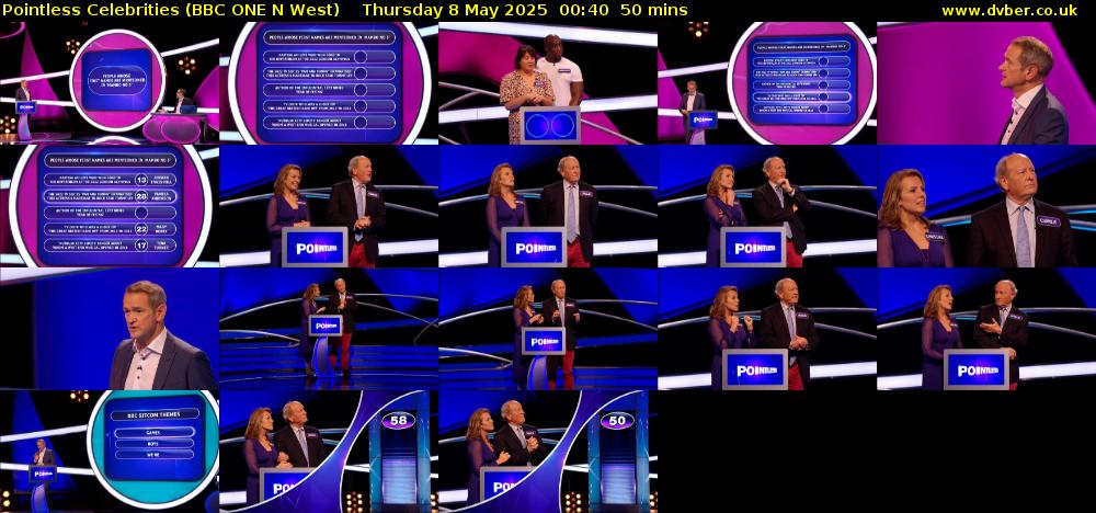 Pointless Celebrities (BBC ONE N West) Thursday 8 May 2025 00:40 - 01:30