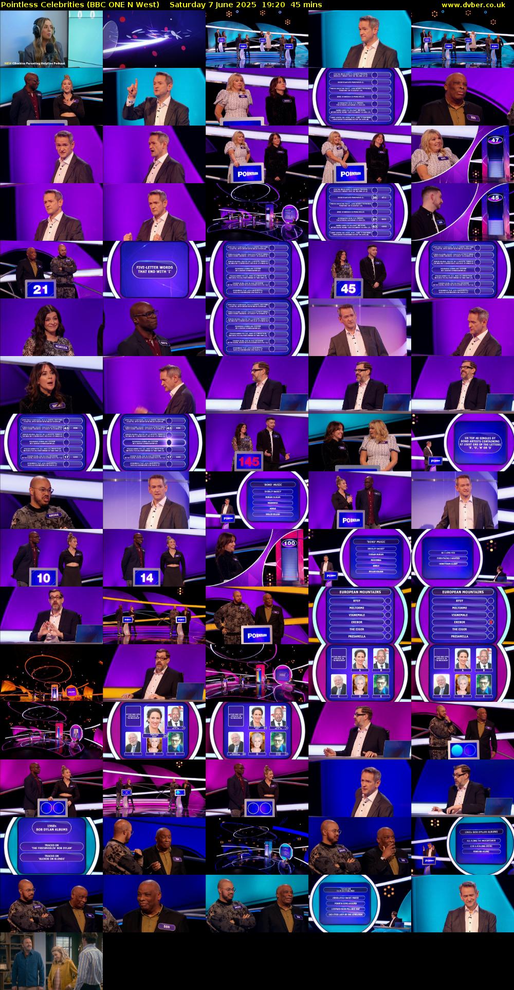 Pointless Celebrities (BBC ONE N West) Saturday 7 June 2025 19:20 - 20:05