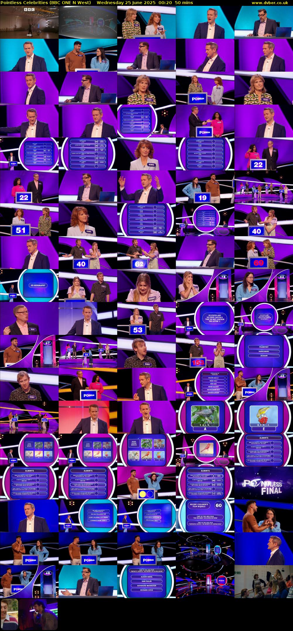 Pointless Celebrities (BBC ONE N West) Wednesday 25 June 2025 00:20 - 01:10