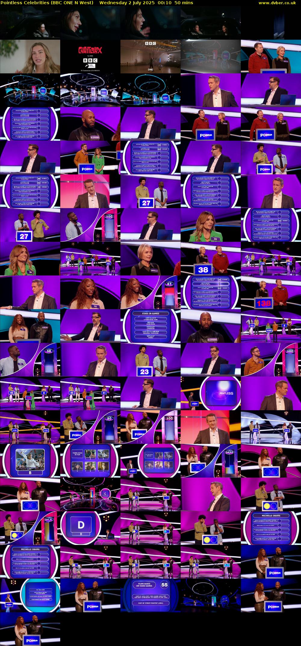Pointless Celebrities (BBC ONE N West) Wednesday 2 July 2025 00:10 - 01:00