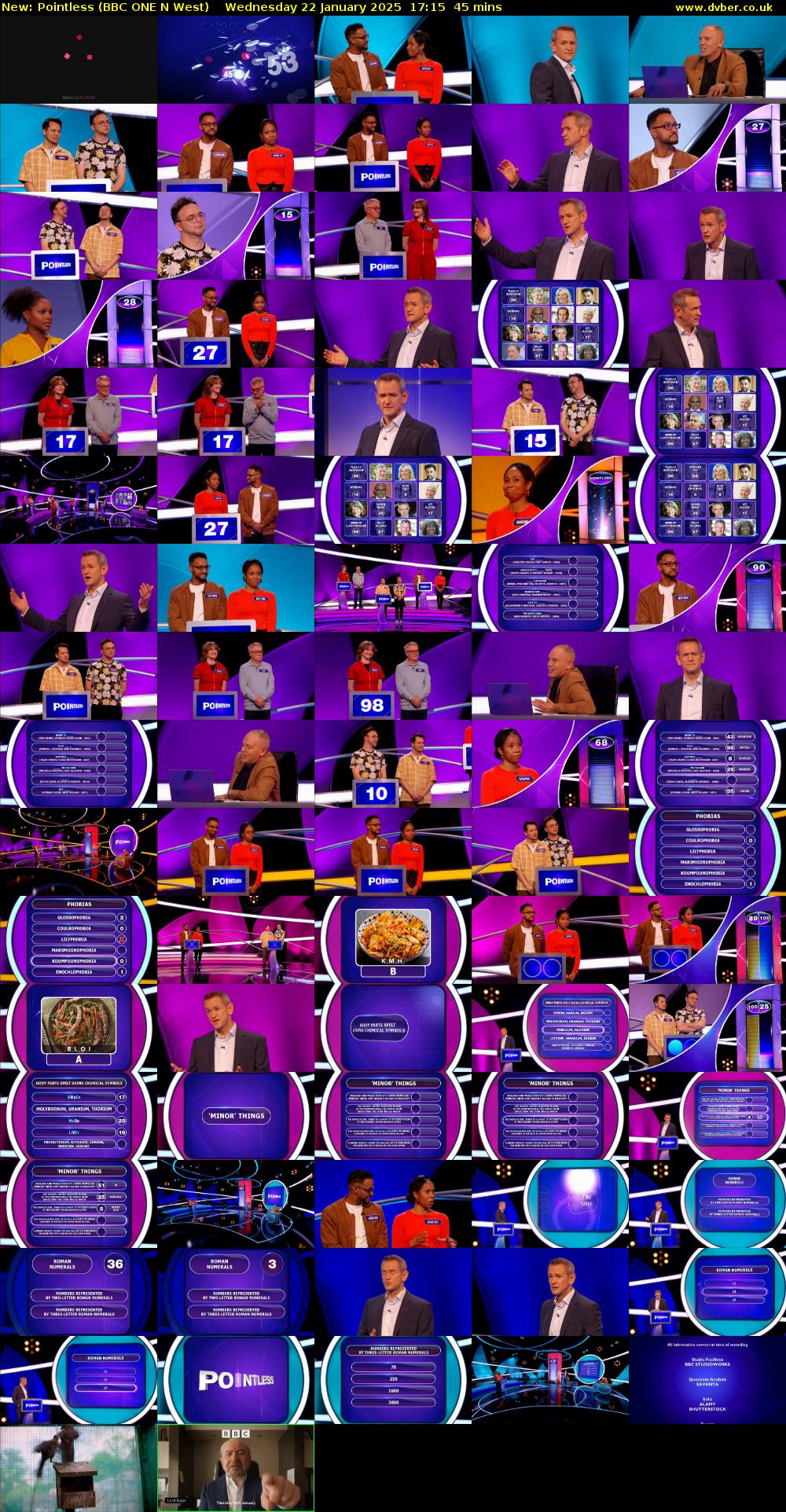 Pointless (BBC ONE N West) Wednesday 22 January 2025 17:15 - 18:00