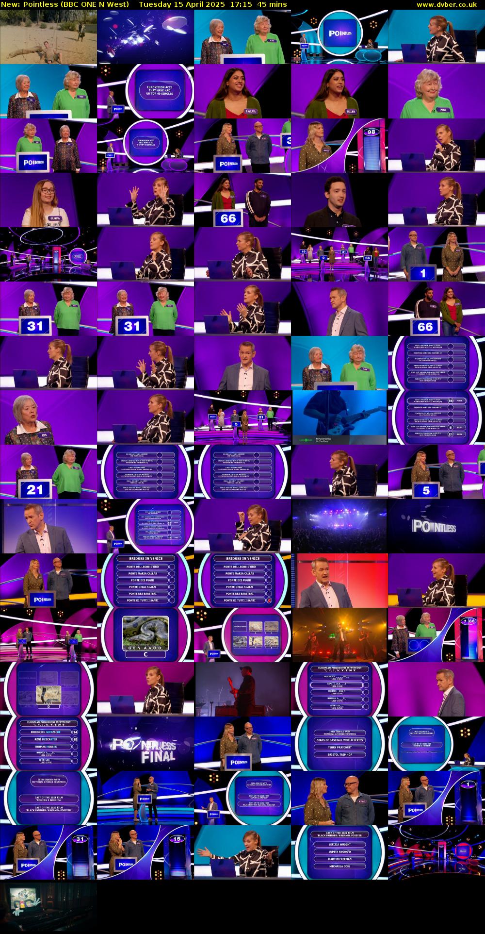 Pointless (BBC ONE N West) Tuesday 15 April 2025 17:15 - 18:00