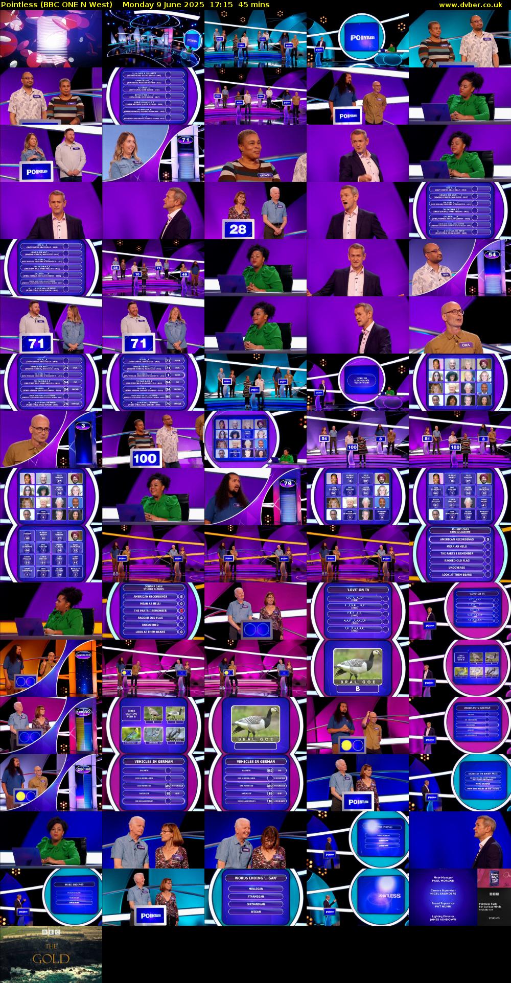 Pointless (BBC ONE N West) Monday 9 June 2025 17:15 - 18:00