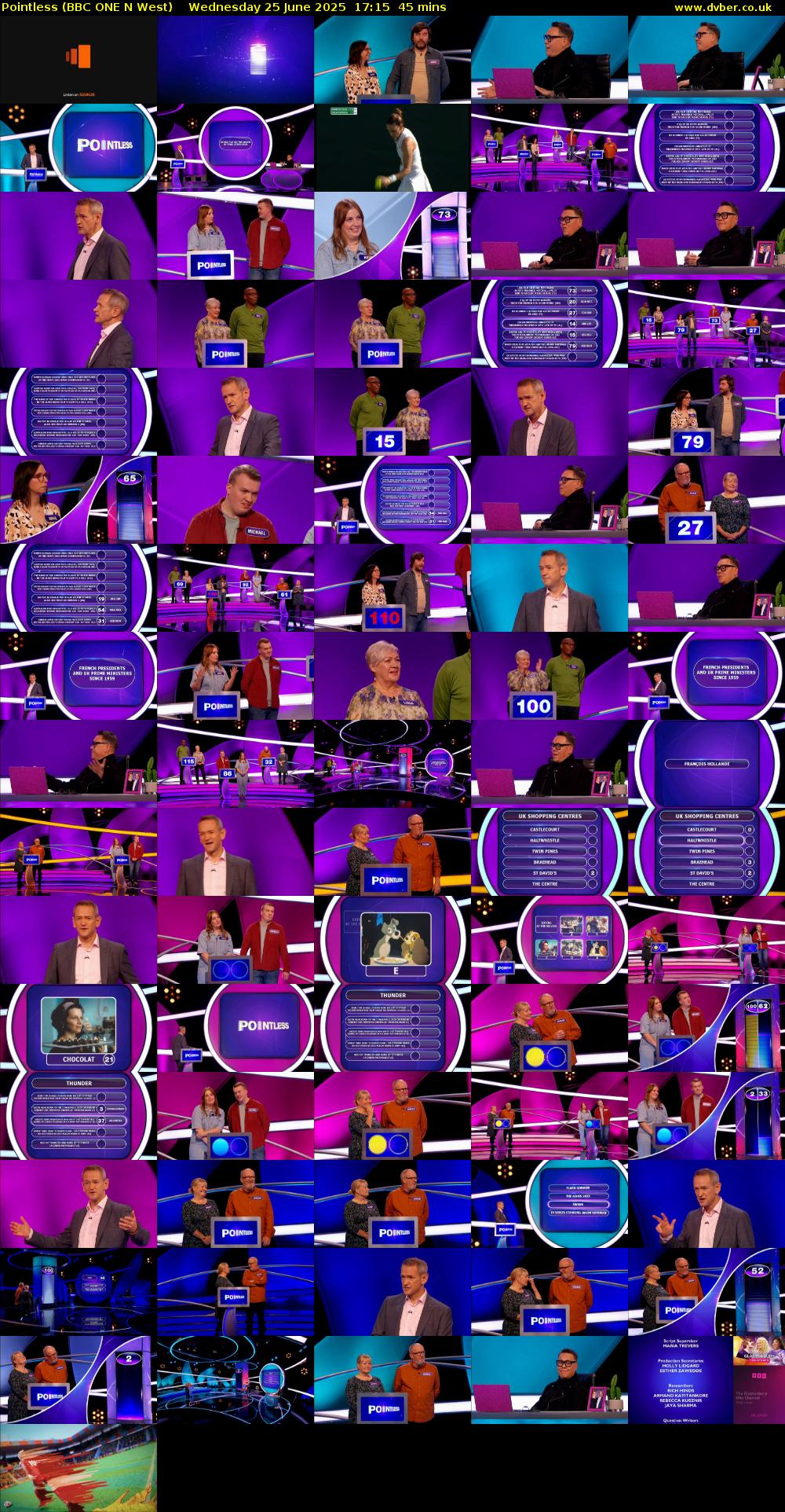 Pointless (BBC ONE N West) Wednesday 25 June 2025 17:15 - 18:00