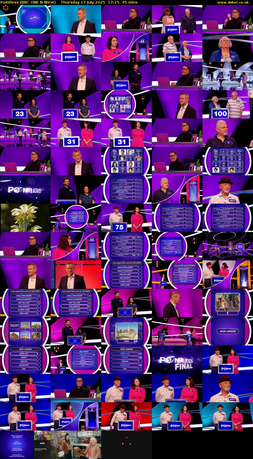 Pointless (BBC ONE N West) Thursday 17 July 2025 17:15 - 18:00