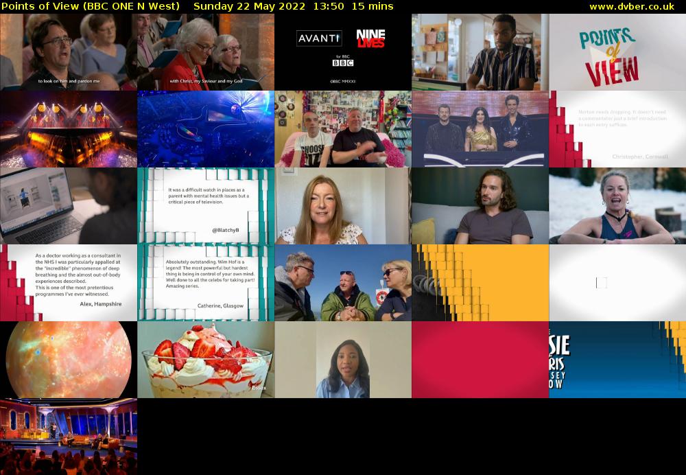 Points of View (BBC ONE N West) Sunday 22 May 2022 13:50 - 14:05