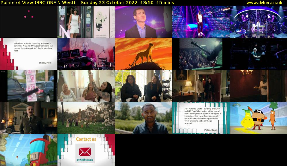 Points of View (BBC ONE N West) Sunday 23 October 2022 13:50 - 14:05
