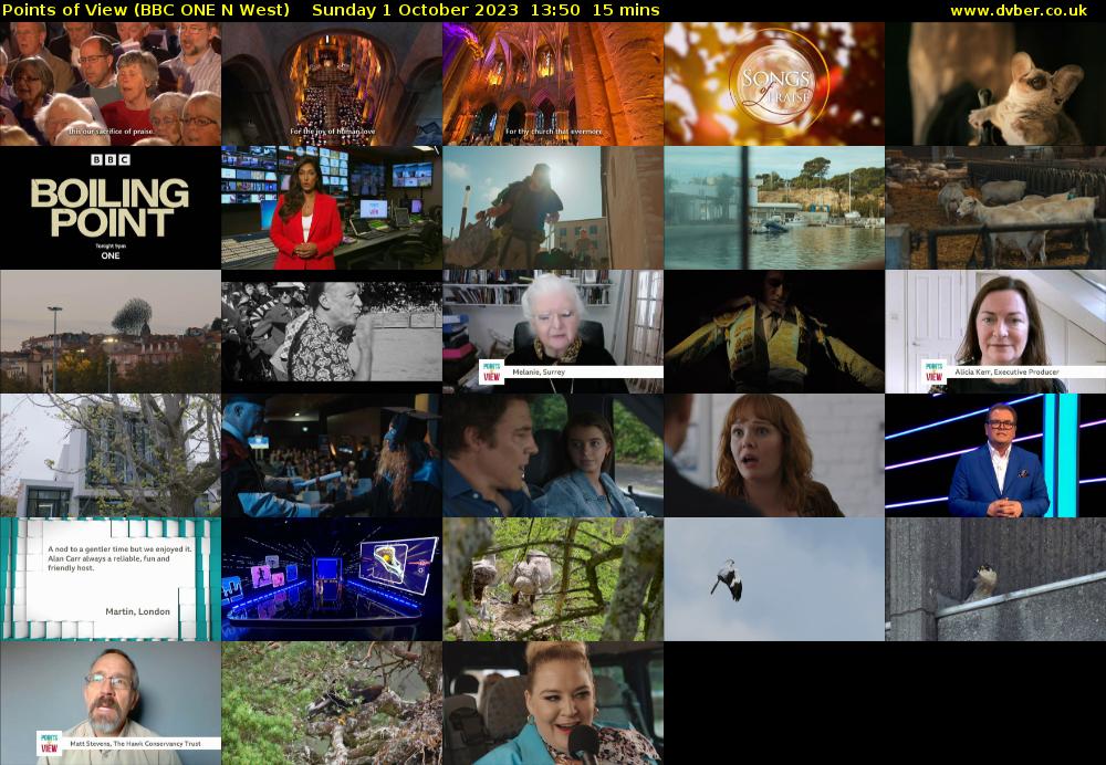 Points of View (BBC ONE N West) Sunday 1 October 2023 13:50 - 14:05