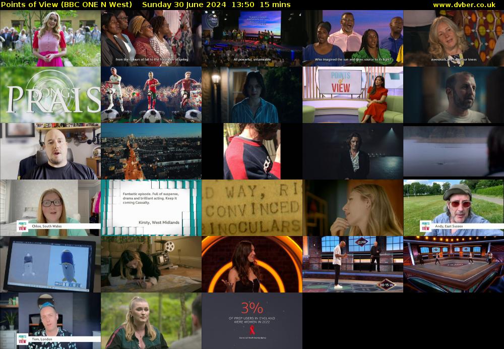 Points of View (BBC ONE N West) Sunday 30 June 2024 13:50 - 14:05
