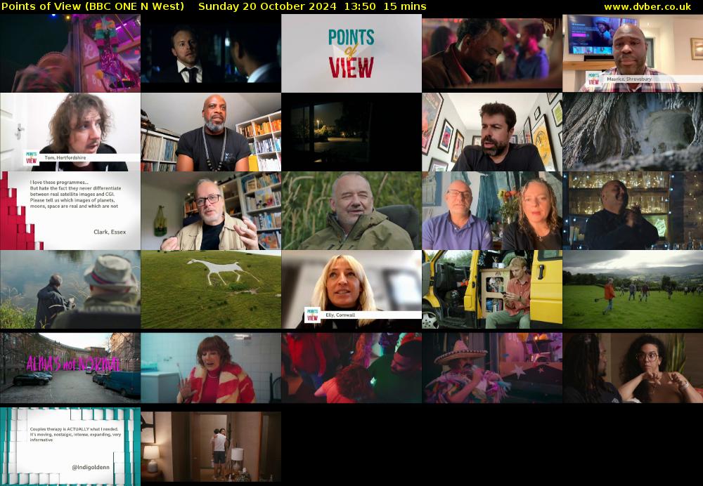 Points of View (BBC ONE N West) Sunday 20 October 2024 13:50 - 14:05
