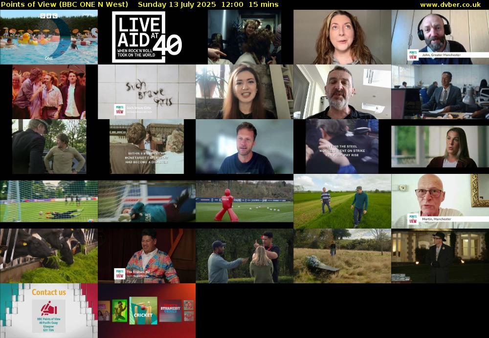 Points of View (BBC ONE N West) Sunday 13 July 2025 12:00 - 12:15