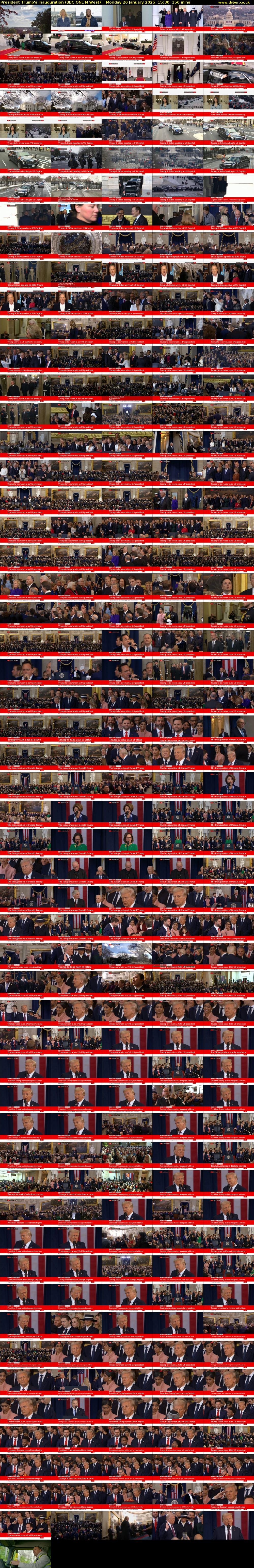 President Trump's Inauguration (BBC ONE N West) Monday 20 January 2025 15:30 - 18:00