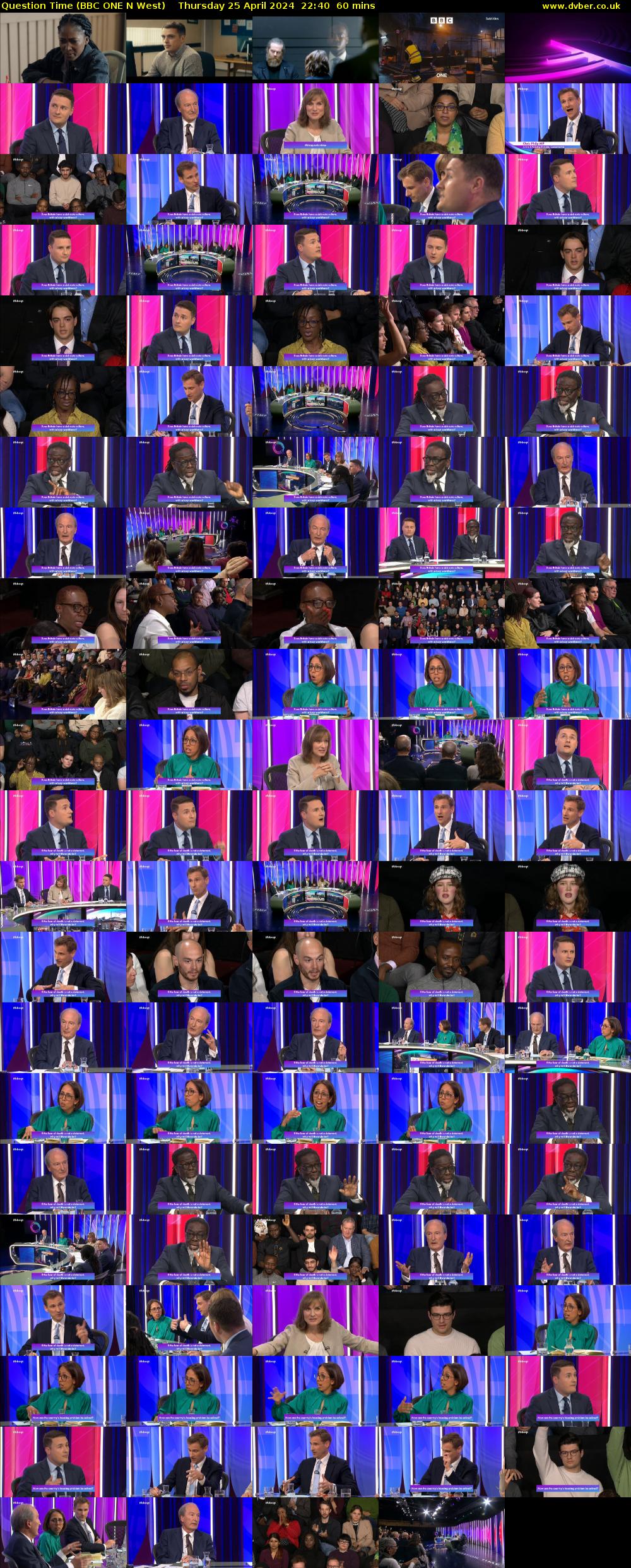 Question Time (BBC ONE N West) Thursday 25 April 2024 22:40 - 23:40